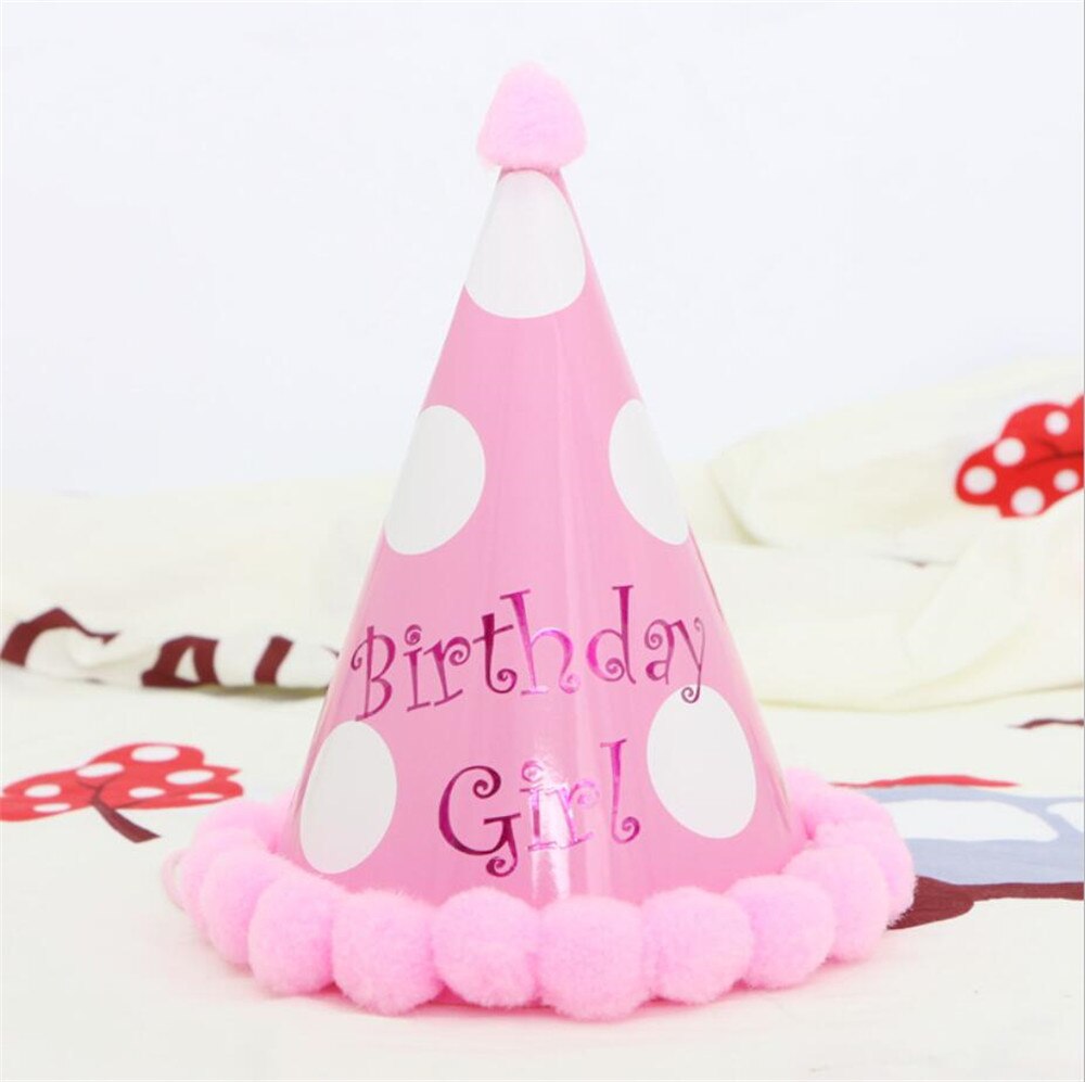 Gutt blå måke første bursdag lue glitter jente måke rosa prinsesse krone fest baby dusj dekor pannebånd tegneserie lue: 1