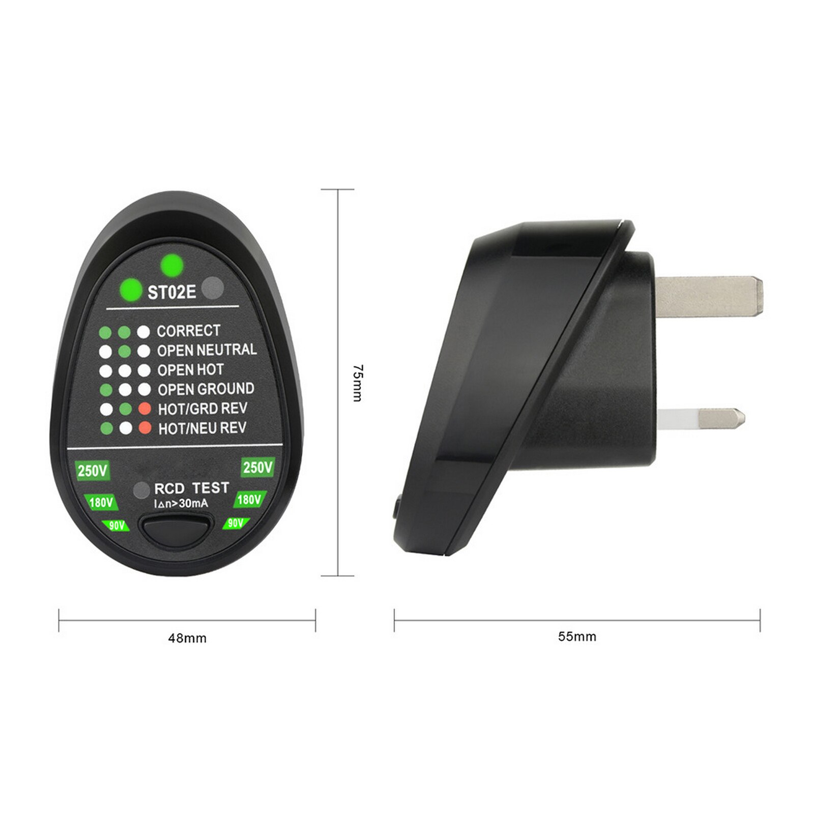 Socket Tester Power Polarity Test Phase Detector Leakage Switch Tester US/EU/UK Plug