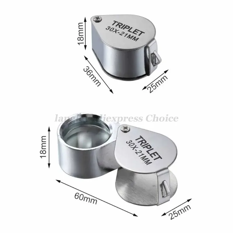 10x20x30X21mm Hoge Vergroting Metalen Opvouwbare Glazen Lens Kleine Draagbare Sieraden Horloge Accessoires Vergrootglas gereedschap