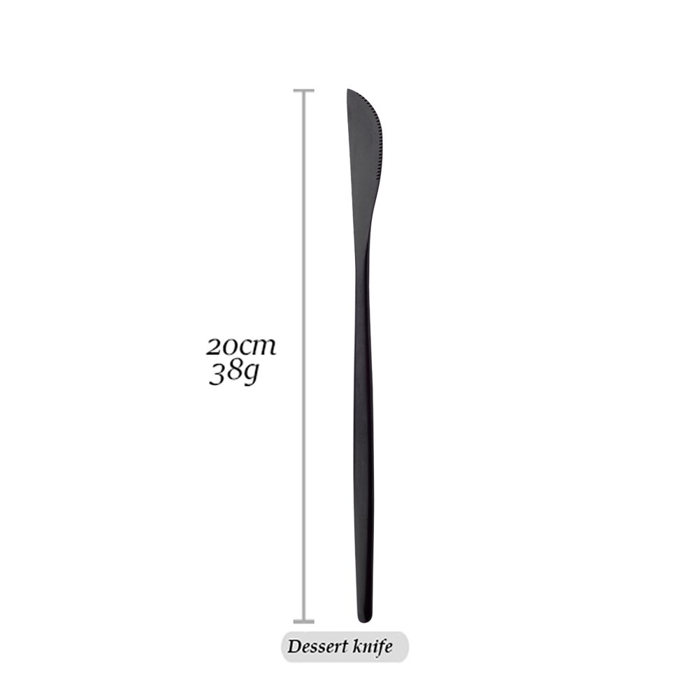Matte Black Dinnerware Set Western Cutlery Set Stainless Steel Tableware Dinner Knife Fork Spoon Flatware Kitchen Silverware Set: 1Pcs Dessert Knife