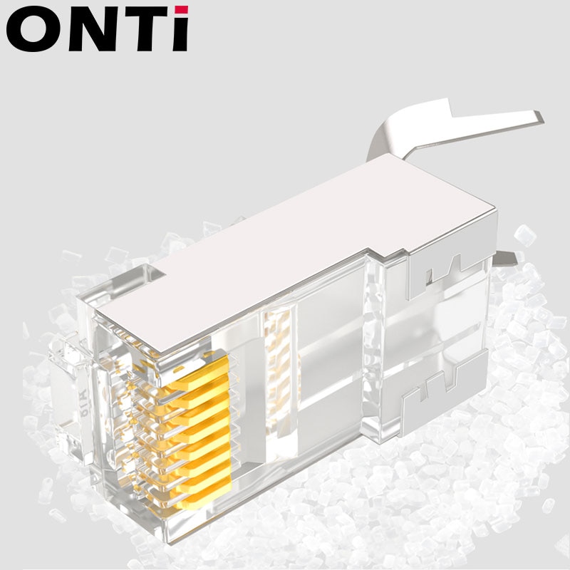 RJ45 Connector Network Cable Connector 10/50/100pcs Cat6a Cat7 RJ45 plug shielded FTP 8P8C Network Crimp Connectors