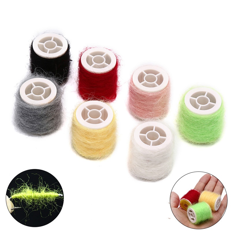 1 Roll Fly Tying Leech Mohair Yarn Long Angora Hair Twisted Fly Tying Yarn Caddis Hairy Nymph Body Tying Materials 7 Colors