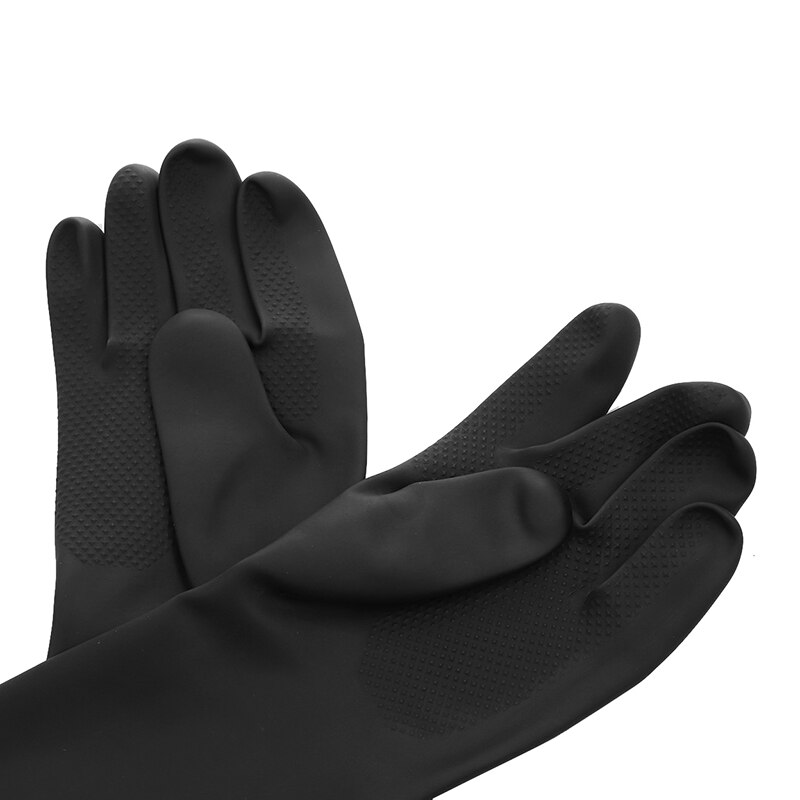 Sort lang beskyttende haveindustri gummihandsker elastisk anti syre alkaligummi arbejde behagelige kemiske handsker 60cm maj