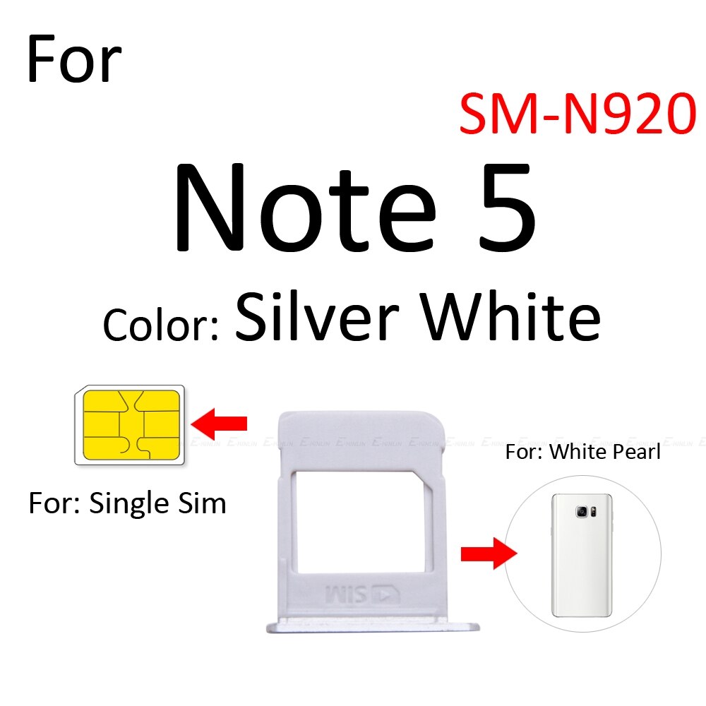 Sim-kort socket slot bakke læser holder stik micro sd adapter beholder til samsung galaxy note 5 n920 reservedele: Note 5 enkelt hvid