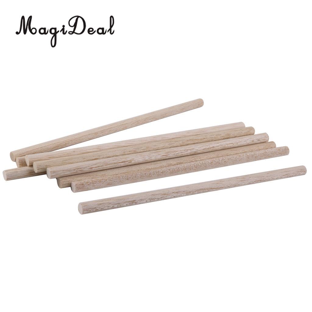 MagiDeal 10pcs Round Natural Wood Sticks DIY Hobby Craft Dowels Pole Rods For DIY Home Garden Decoration Tools Accessory 8mm