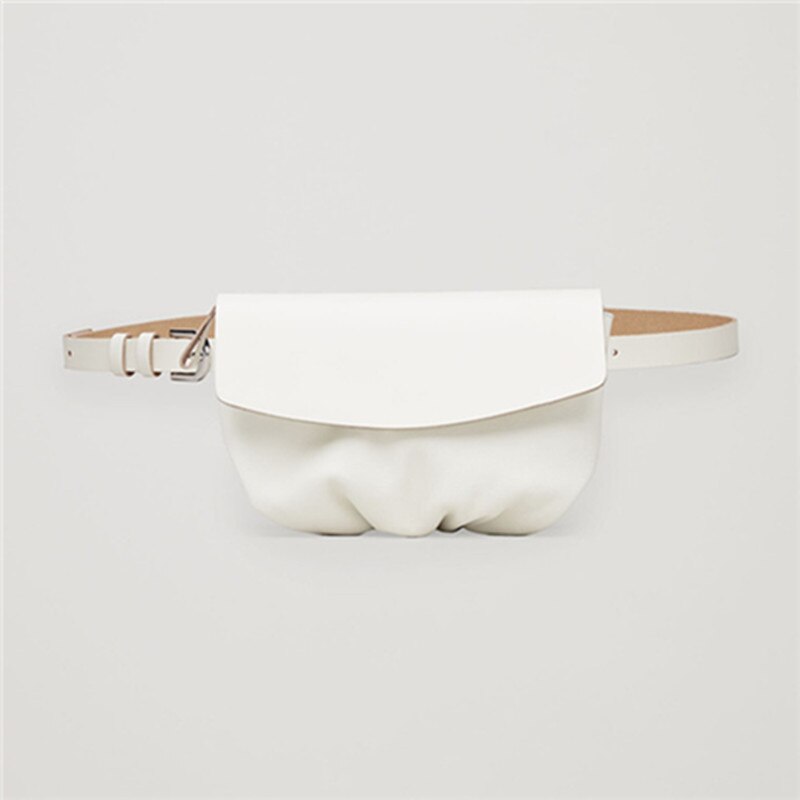 Arpilala-riñonera de cuero blanca para mujer, bolso de cintura informal, para el pecho, para teléfono: White Big