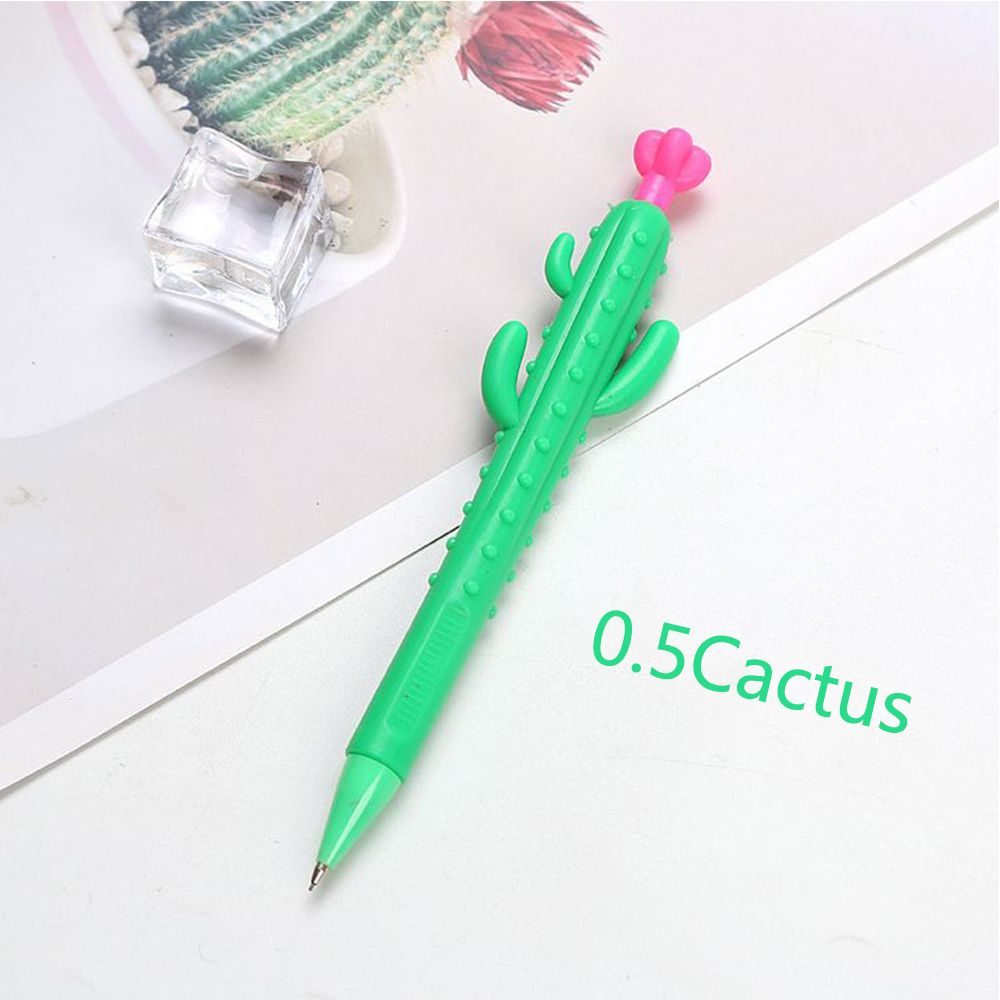 1 PC Carrot Cactus Corn Mechanical Pencil 0.5/0.7mm Mechanical Pencil Cartoon Cute Soft Gel Pen Press Pen Writing Tools: 0.5mm-Cactus