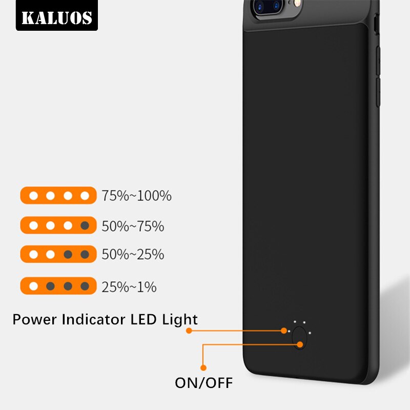 KALUOS Battery Charger Case For iPhone 6S Plus 6P 3700mAh Power Bank Cover for iPhone 7 Plus 8P Phone Battery Silicon Back Cases