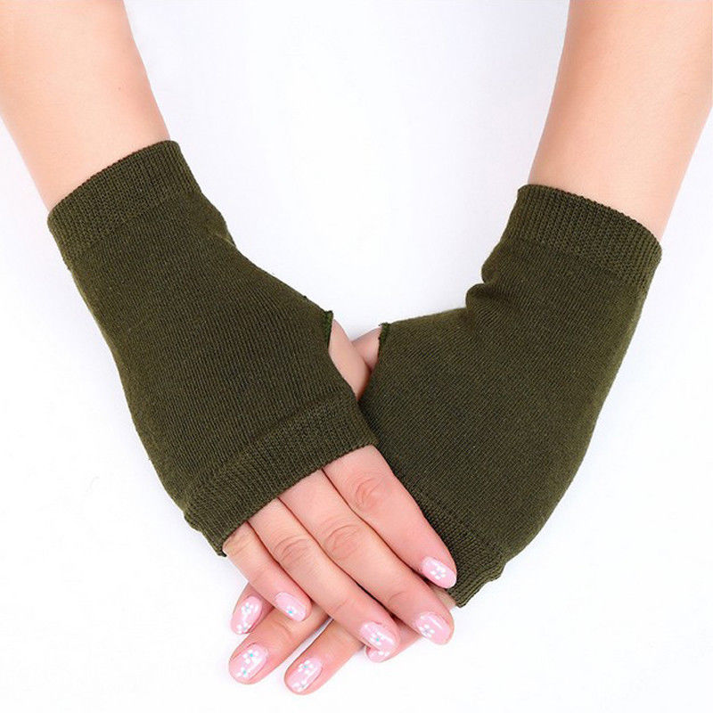 Kvinder stilfulde håndvarmere vinterhandsker kvinder arm hækling strikning bomuldsvante varme fingerløse handsker gants femme