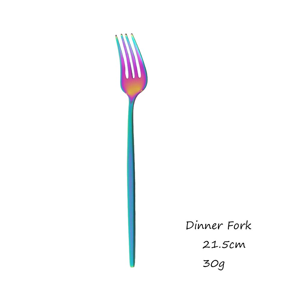 Vaisselle arc-en-ciel vaisselle ensemble de couverts en acier inoxydable de luxe couverts maison fourchette cuillère couteau cuisine dîner ensemble directe: 1Pc Dinner Fork
