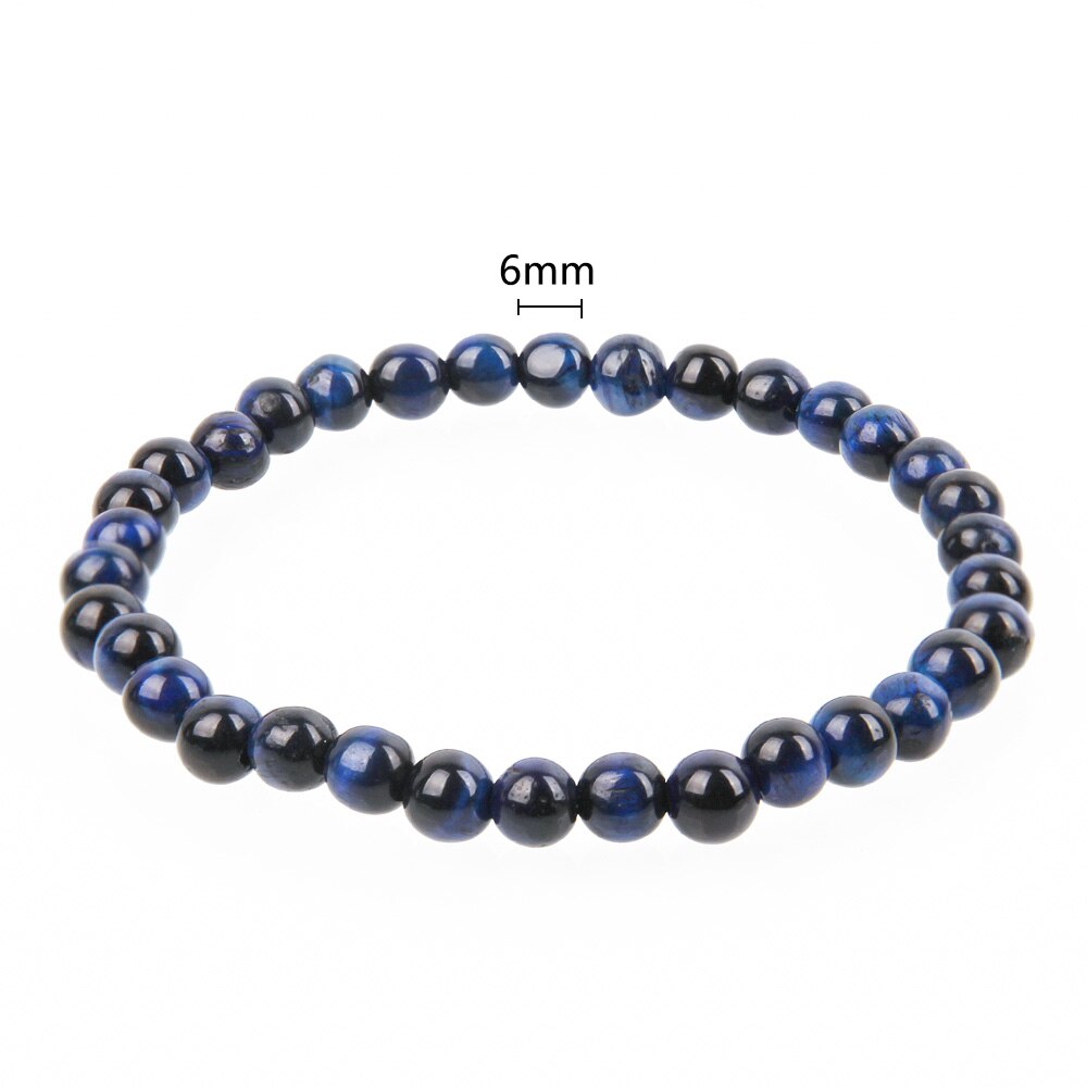 6/8/10/12Mm Natuurlijke Tiger Eye Crysta Kralen Stone Armbanden Voor Mannen Vrouwen Natuurlijke Kraal armband Boeddha Ketting Armbanden Unisex: 6mm Blue