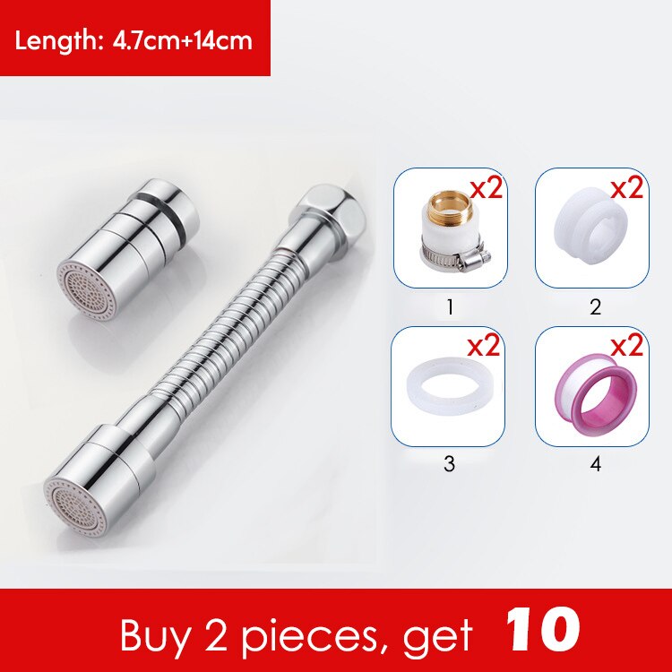 Universal Splash Filter Faucet Kitchen Bathroom Tap for Water Filter Rotating Replacement 720 Degree Douche Adjustable R2045: B-C14cm 2 sets
