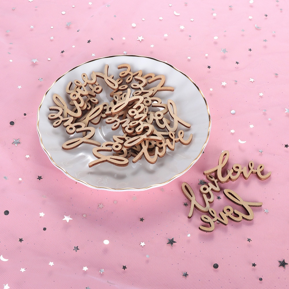 18Pcs 55mm Valentijnsdag Rustieke Houten Liefde Letters Shabby Chic Craft Scrapbook Confetti Wedding Anniversary Tafel Decoratie