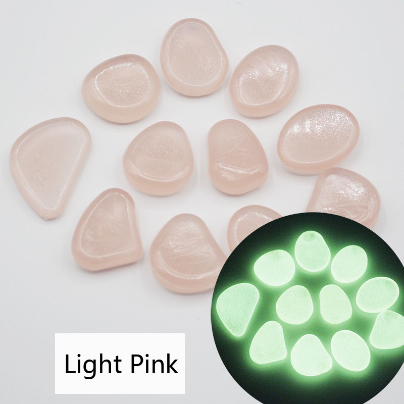 50Pcs Glow In The Dark Tuin Steentjes Glow Stones Rocks Voor Loopbruggen Tuinpad Patio Gazon Yard Decor Lichtgevende stenen Jardin: Light Pink