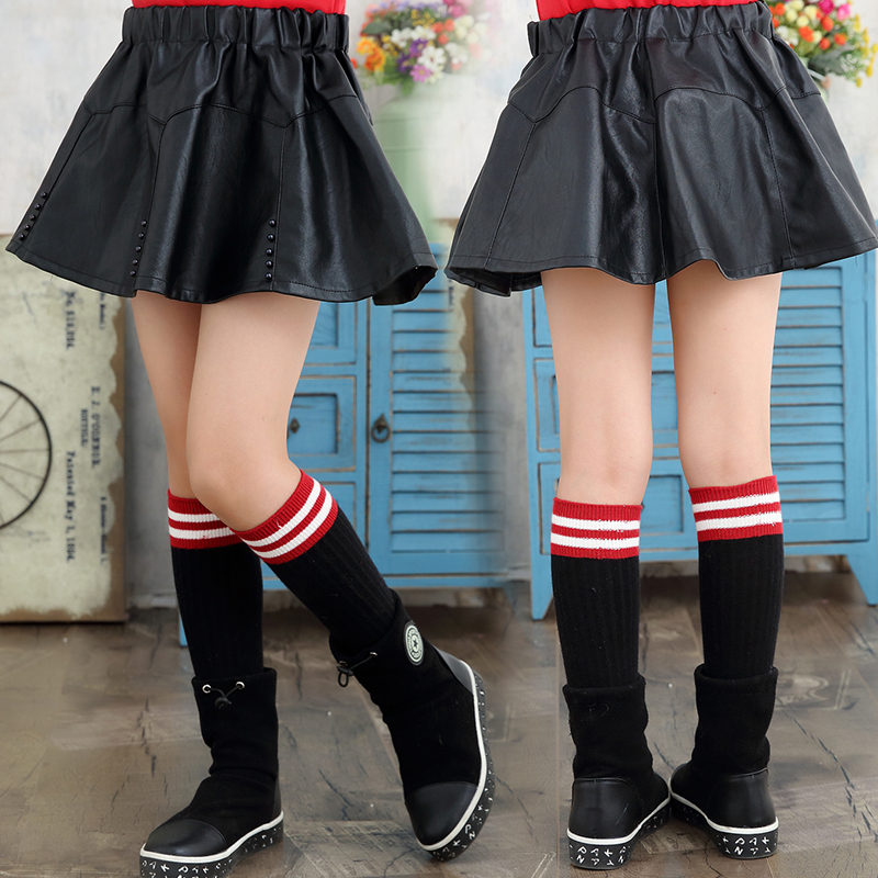 Fancy Girls Leather Skirts With Crystal Kids Leather Mini Skirt for Girl Age 4 5 6 7 8 9 10 11 12 13 Years Old