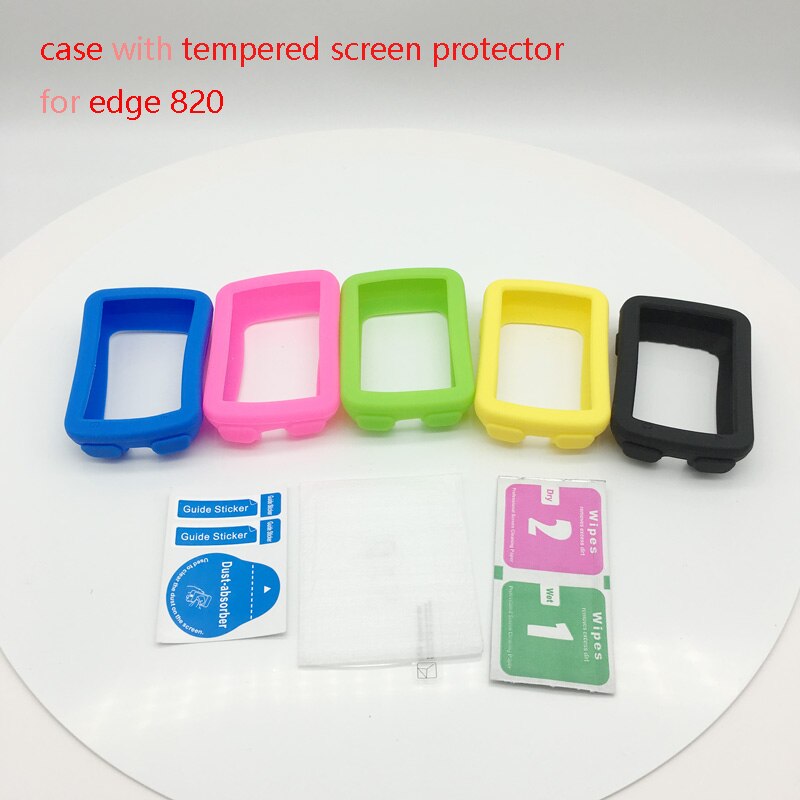 Al aire libre ciclismo Edge 820 computadora de caucho de silicona funda protectora con película para pantalla templada Protector barato para Garmin Edge 820