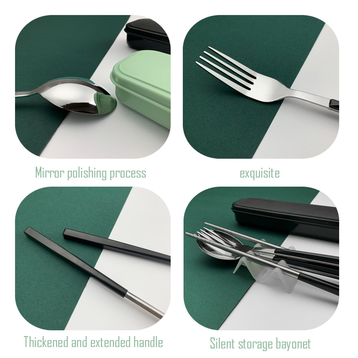 Przenośny zestaw sztućców koreańskie pałeczki widelec łyżka trzyczęściowy zestaw kreatywny odkryty kuchnia sztućce podróżne skrzynka