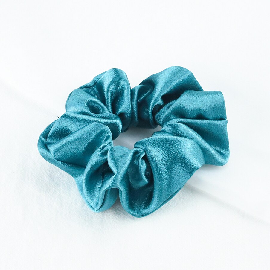 Chouchous en Satin de soie pour femmes et filles, élastique, en caoutchouc, solide, porte-queue de cheval, accessoires de cheveux, à la: Satin green