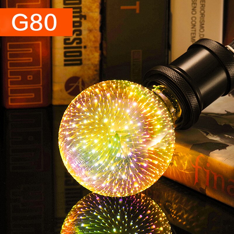 Led Lamp E27 Retro 3D Decoratie Led Lamp 220 V 110 V A60 ST64 G80 G95 G125 Vuurwerk Lichten Verlichting Gloeilamp