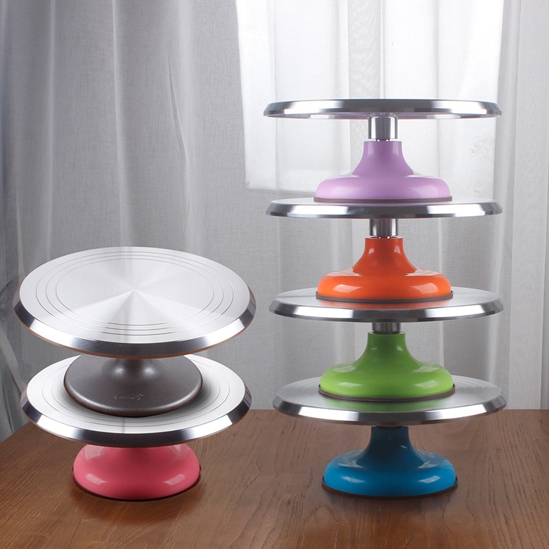 Table rotative en alliage d'aluminium | Outil de cuisson de Table rotative manuelle en céramique pour Table rotative de 12 pouces, montage de la Table de fleurs