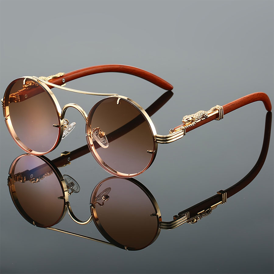 Kammpt vintage redondo óculos de sol masculino moda ponte dupla multicolorido tons feminino retro na moda marca luxo design óculos de sol: Azul