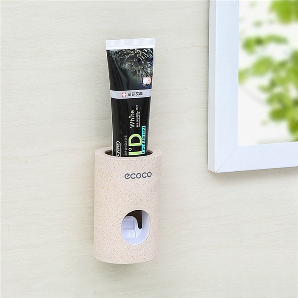 Automatisk tandpasta dispenser støvtæt tandbørsteholder vægmonteret stativ badeværelse tilbehør sæt tandpasta klemme: Default Title