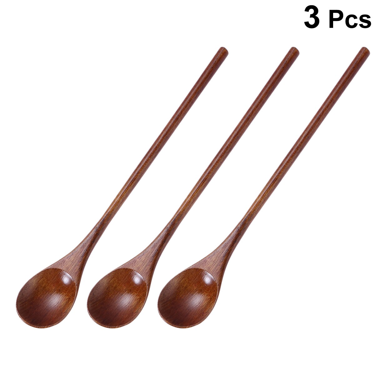 3 Pieces Eco Friendly Natural Wooden Spoon Set for Eating Mixing Stirring Cooking Coffee Demitasse Tea Dessert