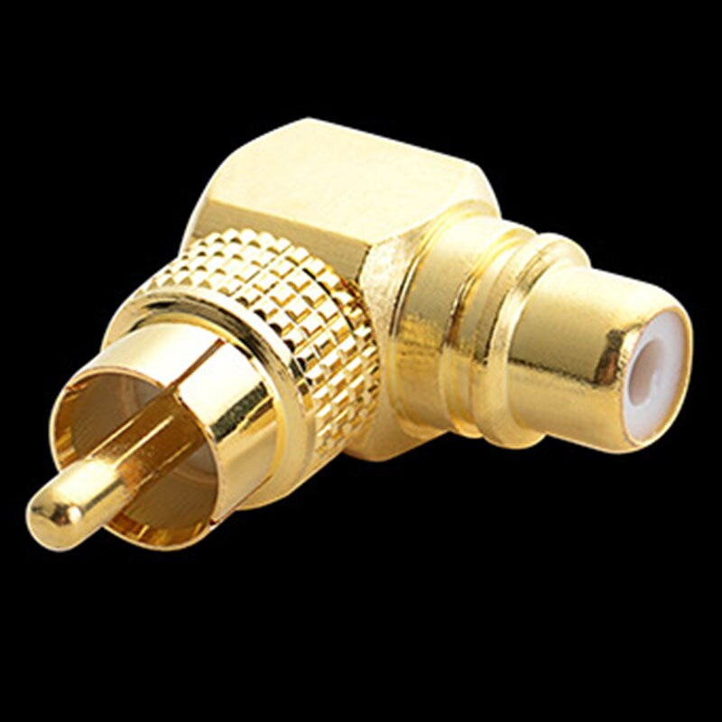 2 Pcs Copper L-Shaped RCA Right Angle Elbow 90 Degree Male Conversion Head Female to Male Wall Signal Cable Treasure