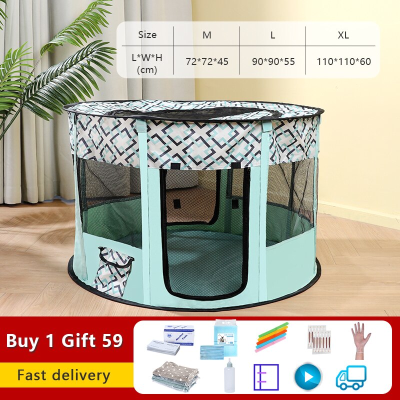 Tragbare Haustier Laufstall Katze Zelt Bett Klapp Hund Haus KäFeige Für Hunde Katzen Baby Zimmer Welpen Innen Runde Zaun Haustier Liefert: Grün mit Geschenke / 110x110x60cm
