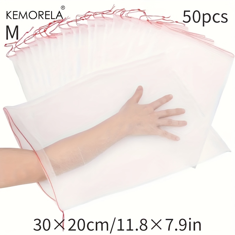 KEMORELA 50 pièces sacs de Protection contre les insectes aux fruits en maille blanche-couvercles Non tissés PP/TPE durables pour garder les insectes oiseaux-idéal pour les fruits: vert clair