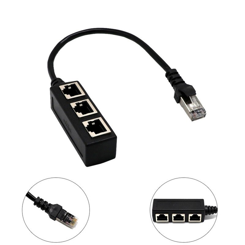 3 in 1 rj45 splitter lan ethernet netværk  rj45 stik forlænger adapter kabel til netværk udvidelse 1 han  to 2/3 hun