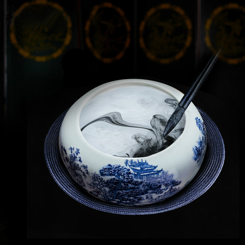 Jingdezhen Keramik Goldfisch Schüssel Aquarium Panzer Wasser Lilie Lotus Becken Schildkröte Zylinder Schreiben Pinsel Unterlegscheibe Fisch Schüssel