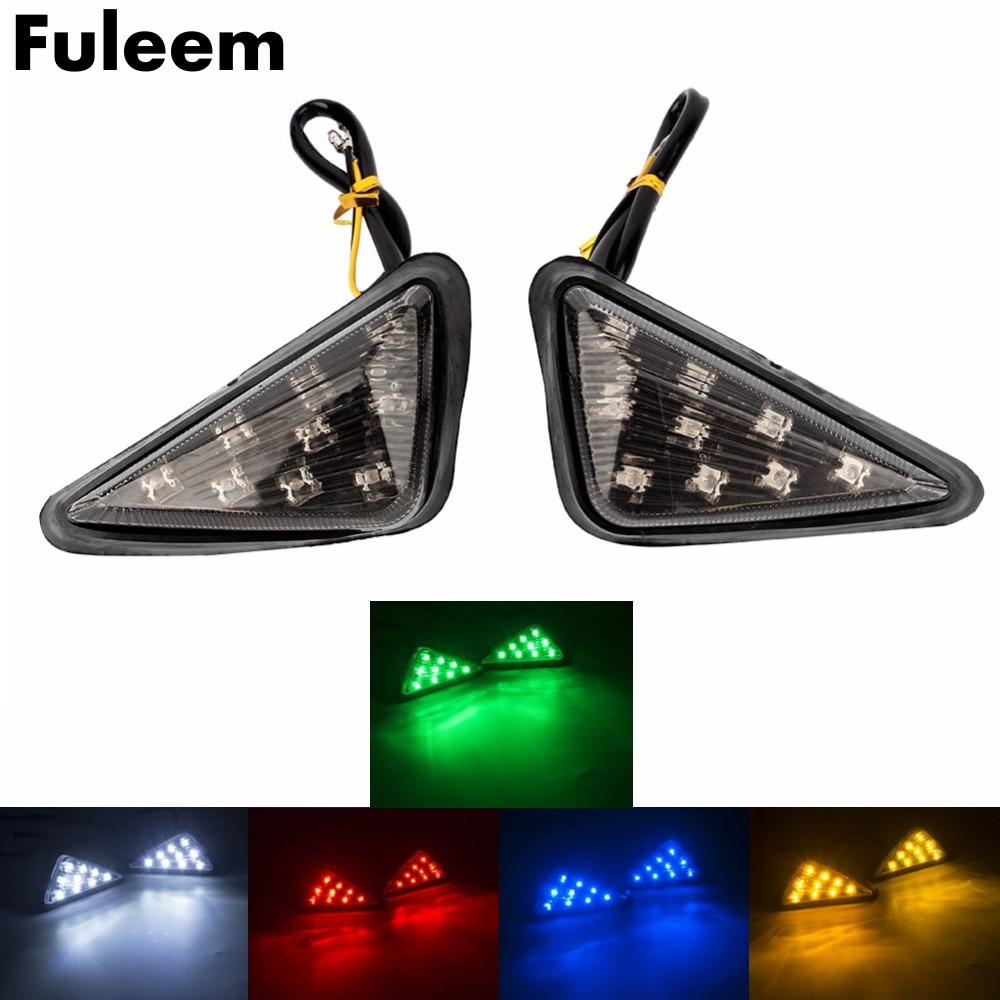 Fuleem-señal de giro para motocicleta, accesorio Universal para Moto, triangular, resistente al agua, 9 luces LED, 12V, 2 unidades