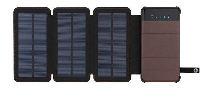 Power Bank solaire étanche 10000mah, chargeur de téléphone Portable, double USB, panneau solaire, batterie externe, lumière LED SOS: 3 Solar Panels
