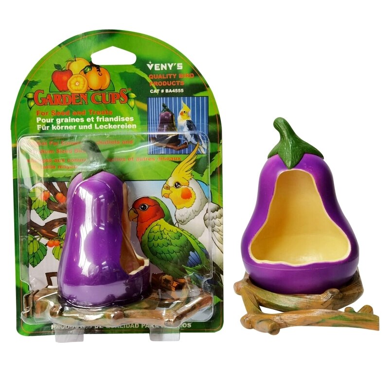 Comedero para aves, alimentador de frutas para loros, forma de fruta simulada, cuenco de Material plástico, caja de comida para naranja/granada