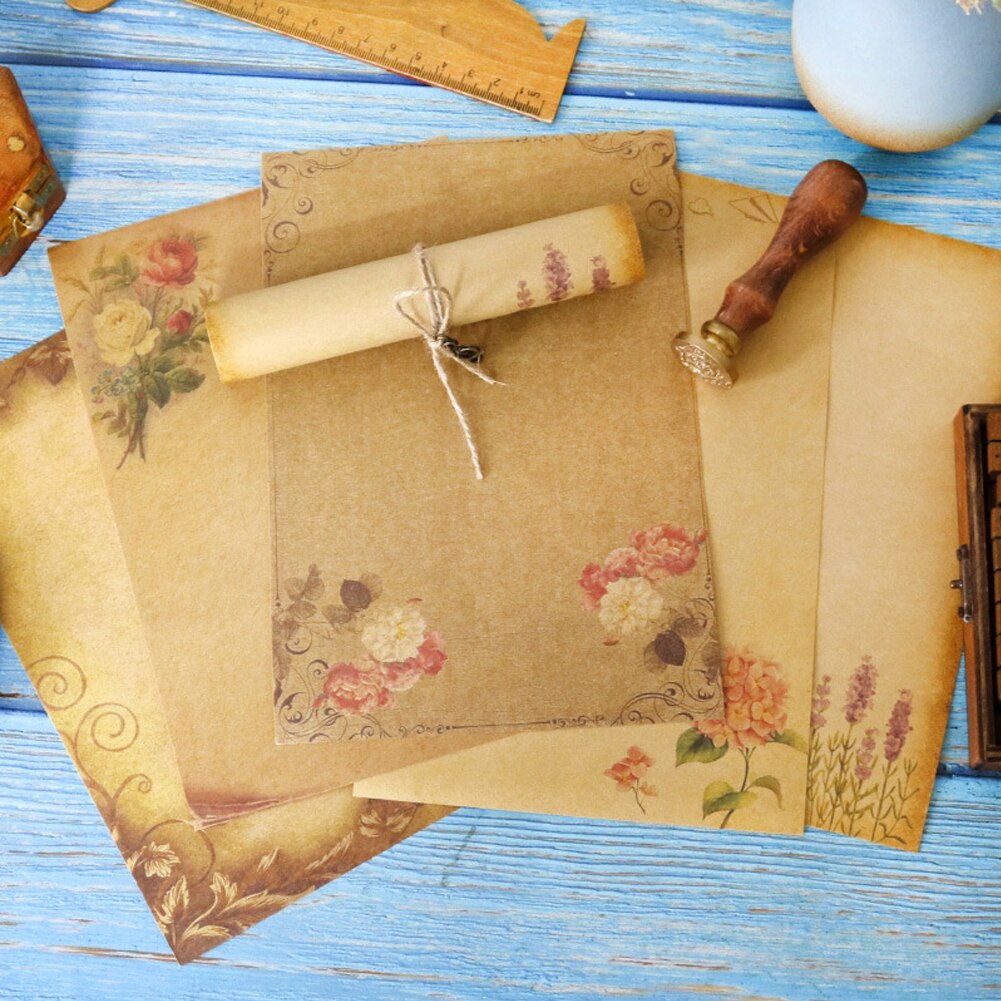 8 ark retro årgang brevpapir gammel europastil romantisk kraft brune papirer scrapbooking innsamlingspapirer skrivepapirer
