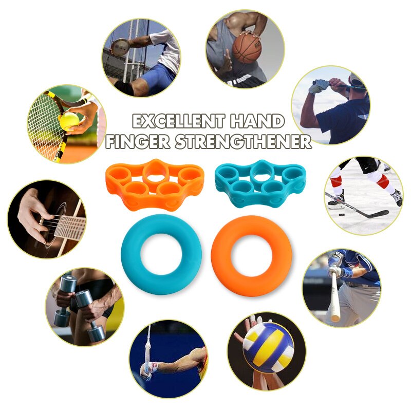 3 Levels Finger Stretcher Resistance Bands Strengthener Exerciser Trainer Hand Grip Trainer Rings for Fitness Relieve Injury