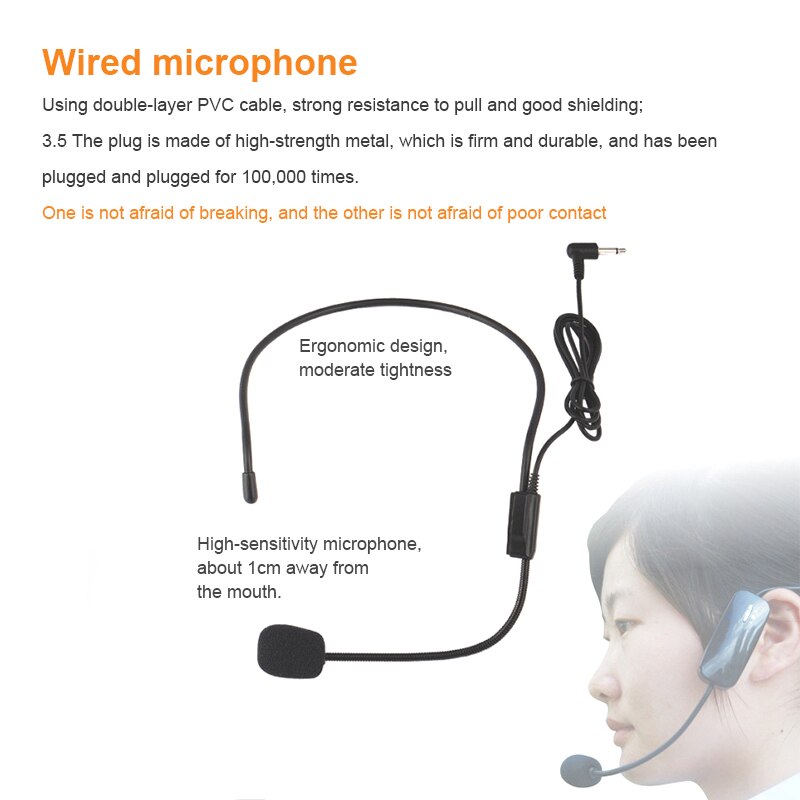 Portable Wired Microphone Voice Amplifier Audio Speaker For Teaching Lecture Tour Guide Parties Training Loudspeaker