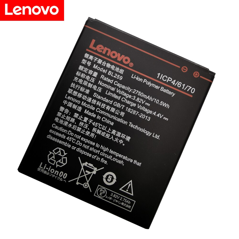 3,82 V 2750mAh BL259 para Lenovo Lemon 3S K32C30 K32c36 Vibe K5 / K5 Plus / A6020a40 A6020 a40 A 6020a40 batería