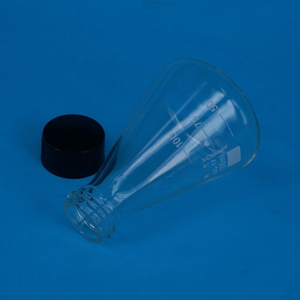 Glass 100ml Conical Erlenmeyer Narrow Mouth Screw Cap Flask Lab Glassware