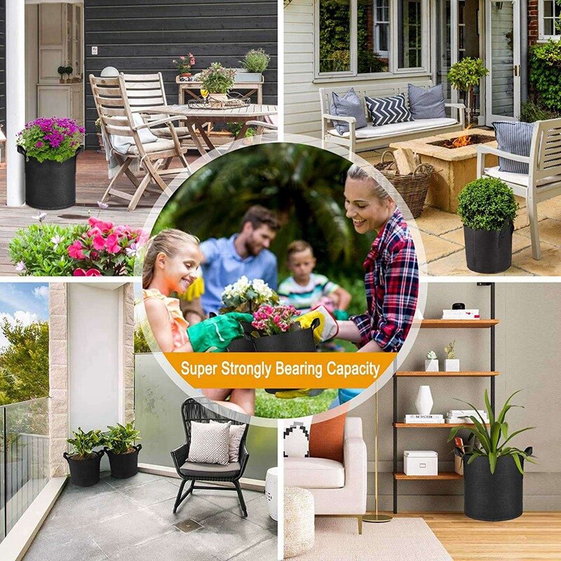 5Pack Niet-geweven Stof Groeien Zakken Voor Tomaten Zaad Ademend Plant Potten Aardappel Groeien Met Verlengen Handvat