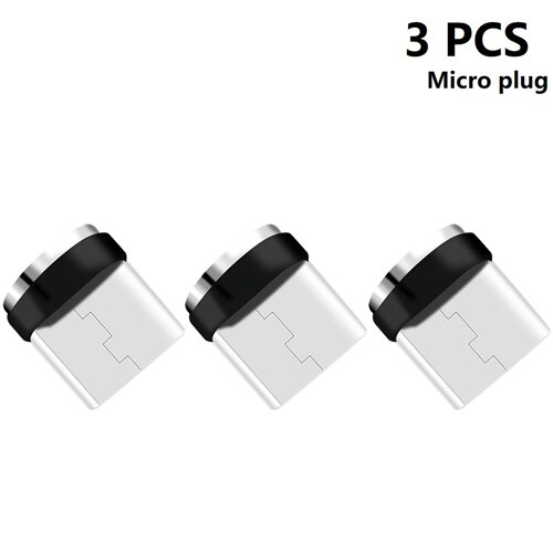 DODOUP Round Magnetic Cable plug Type C Micro USB Plugs Fast Charging Adapter Phone Microusb Type-C Magnet Charger Plug: 3pcs Micro USB