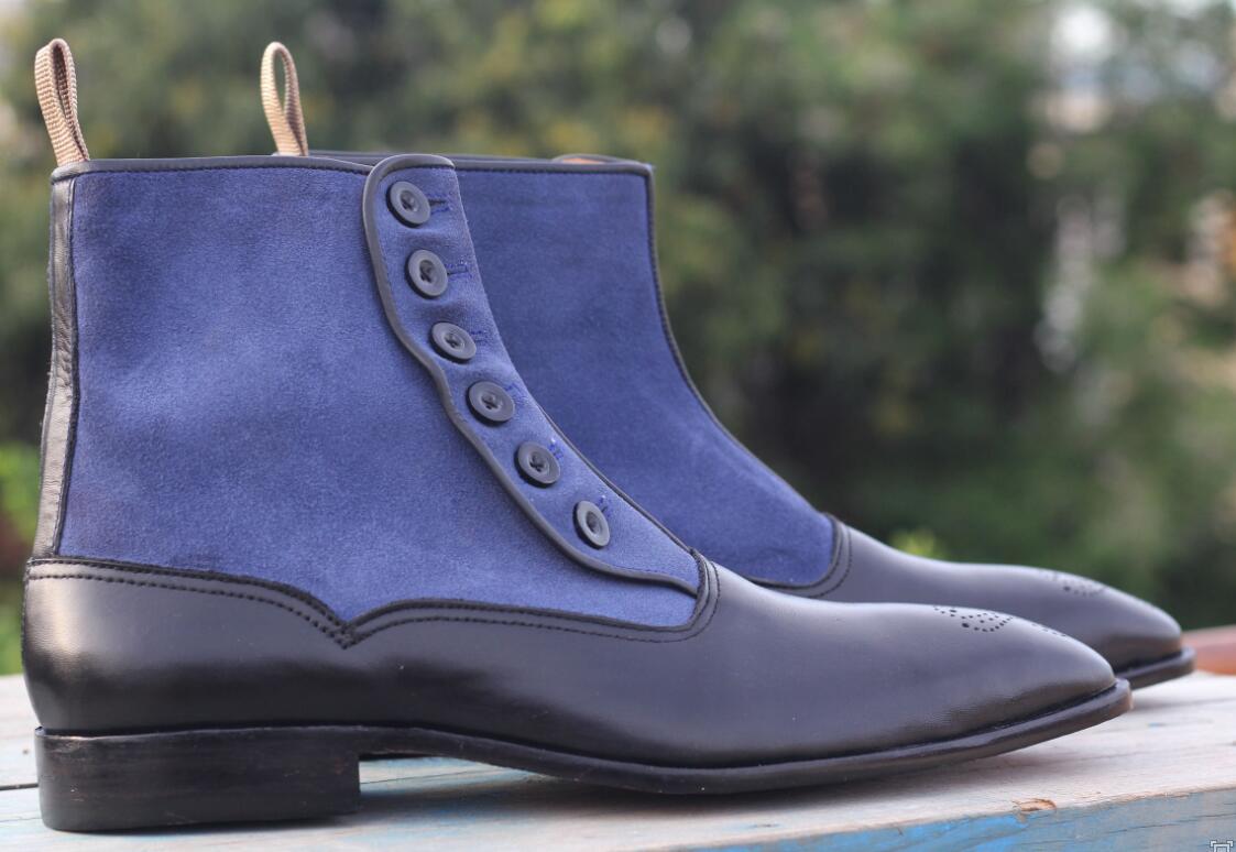 Mænd pu læder knap støvler mandlige afslappet klassisk trendy lav hæl chelsea støvler zapatos de hombre  tv561
