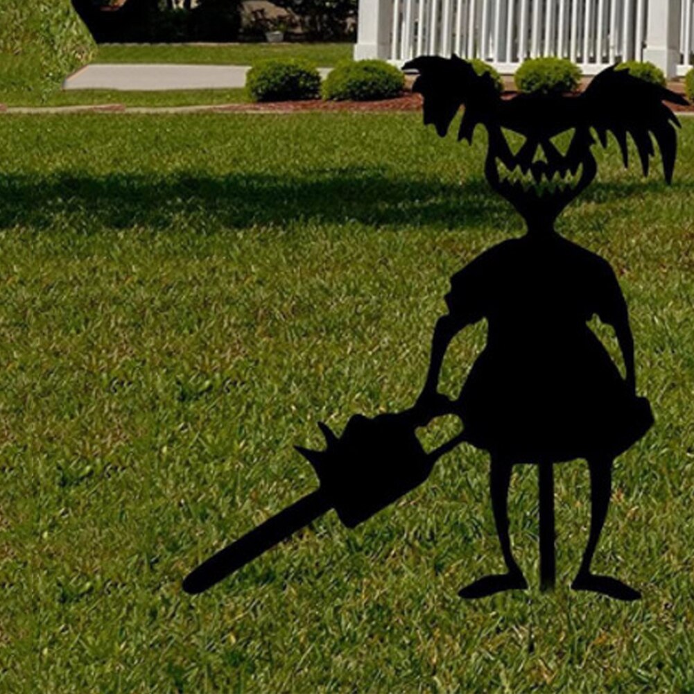 Halloween Prop Silhouette Shadow Sign Lawn Stakes Black Tree Plug Art Ornaments Yard Terror Party Decor