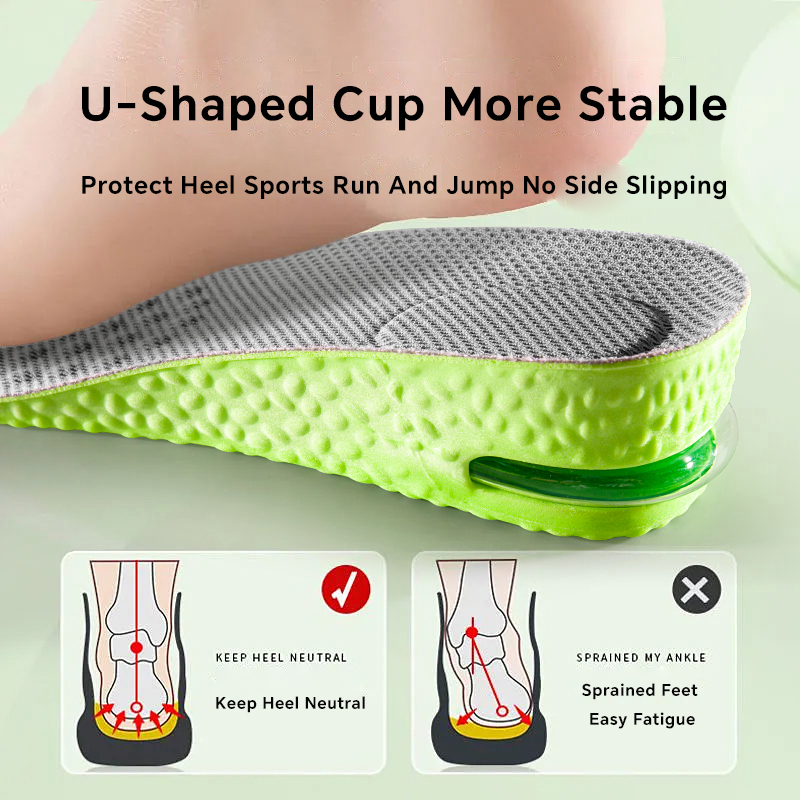 1 par høydeøkende innleggssåler til føtter, komfort, plantar fasciitt, skosåler, menn og kvinner, sportssåler, luftdempende, støtdempende skoputer