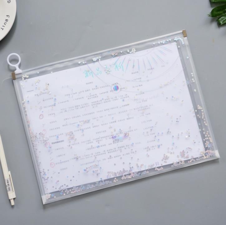 Kawaii A4-Bolsa de archivo con cremallera para documentos, carpeta de archivos, papelería, producción de archivo, cielo estrellado, Planeta, Galaxia, PP, 1 ud.