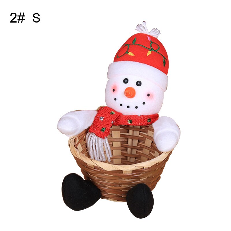 Nydelig juleoppbevaringskurv bambusstokk santa hjort snømann godteribeholder juledekorasjon корзина для игрушек: 2 / S