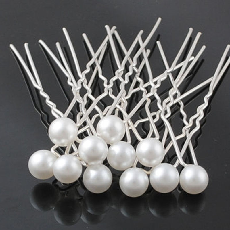 20 Stks/partij 6Cm Enkele Witte Parel Haarspelden Bruids Haarspelden Bruiloft Haar Accessoires Voor Vrouwen