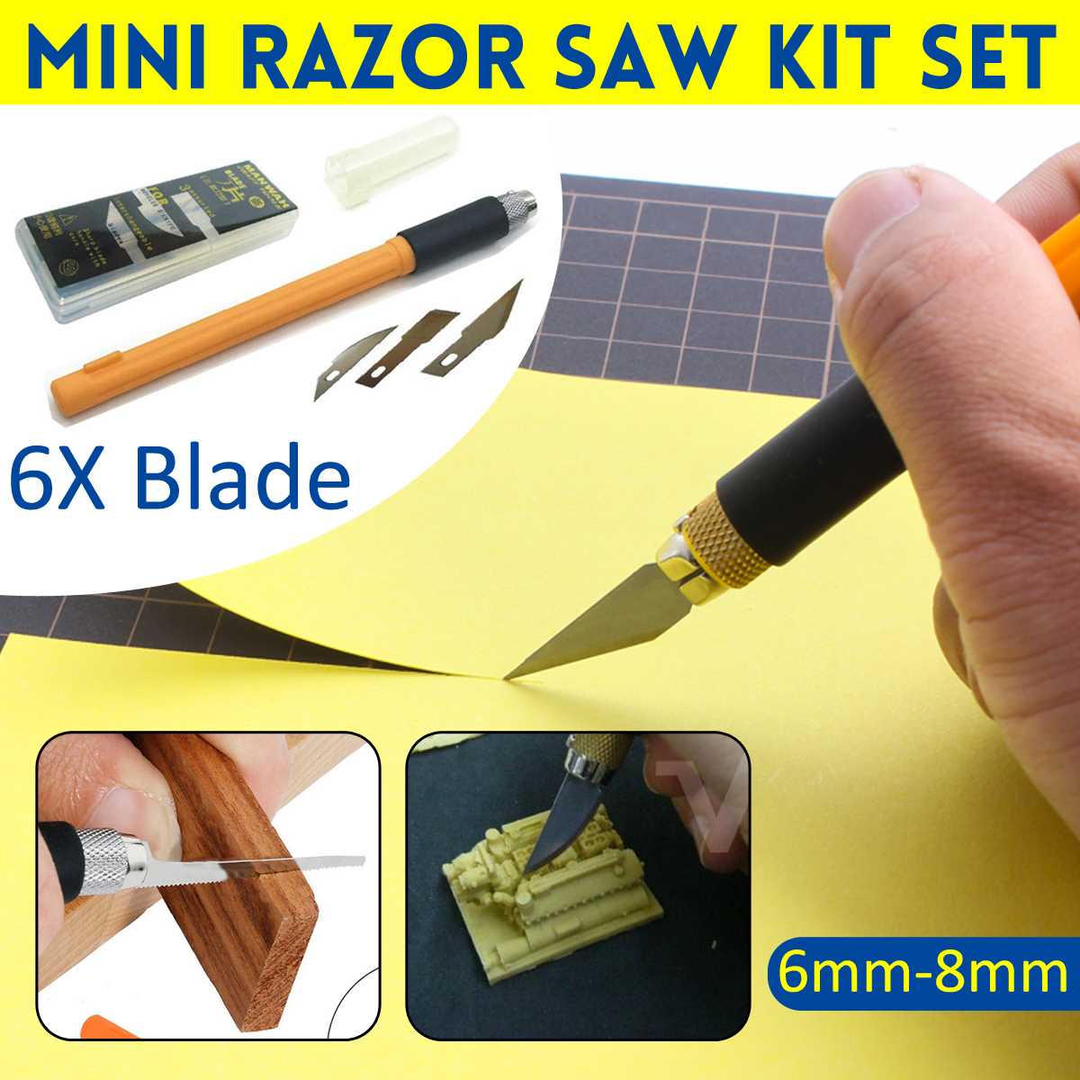 Mini Hobby Razor Saw Kit DIY Handy Multifunction Craft Blade Model Making Woodworking Handcraft Tools With 6 Blades