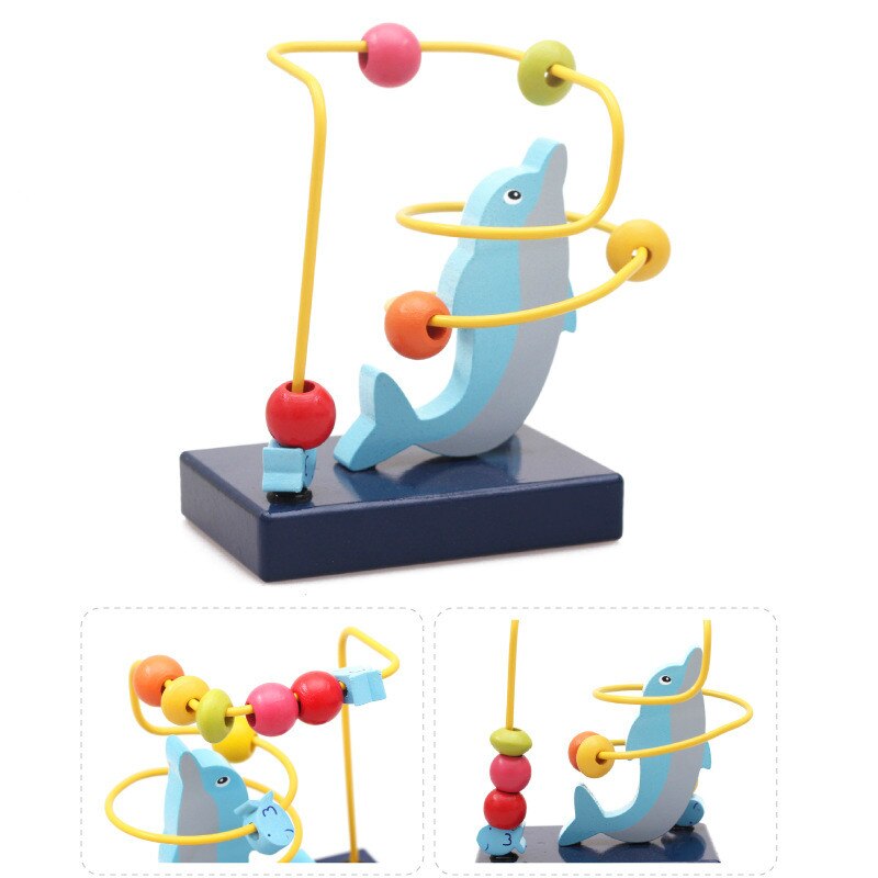 Hand Oog Coördinatie Kinderen Puzzel Vroege Onderwijs Speelgoed Houten Mini Dieren Rond Kralen Speelgoed Oefening